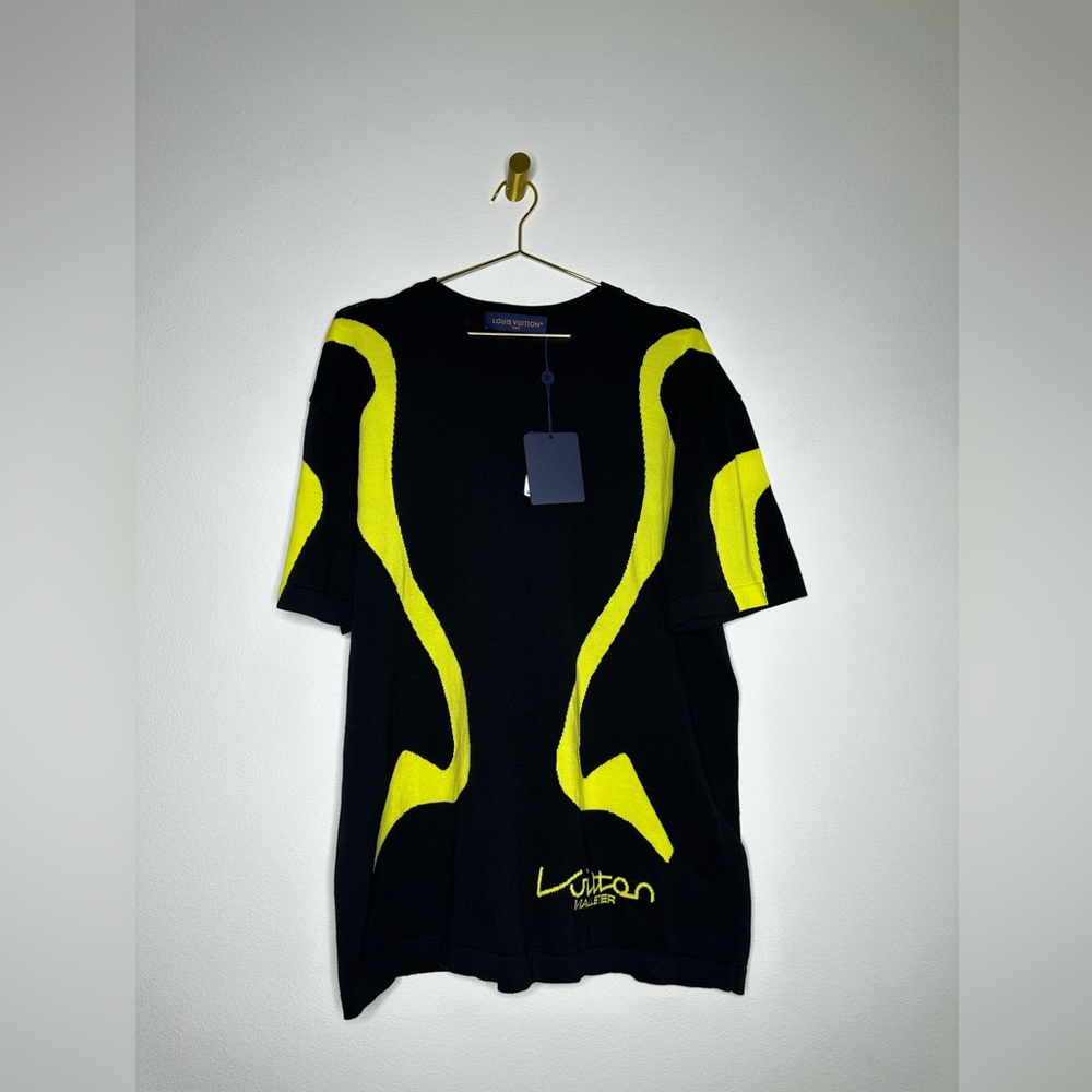 Louis Vuitton Black and Neon Yellow Short Sleeve Tee